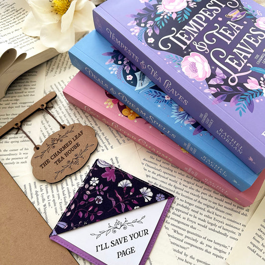 Gift Set: 3 Charmed Leaf Legacy Paperbacks, Bookshelf Sign & Fabric Bookmark